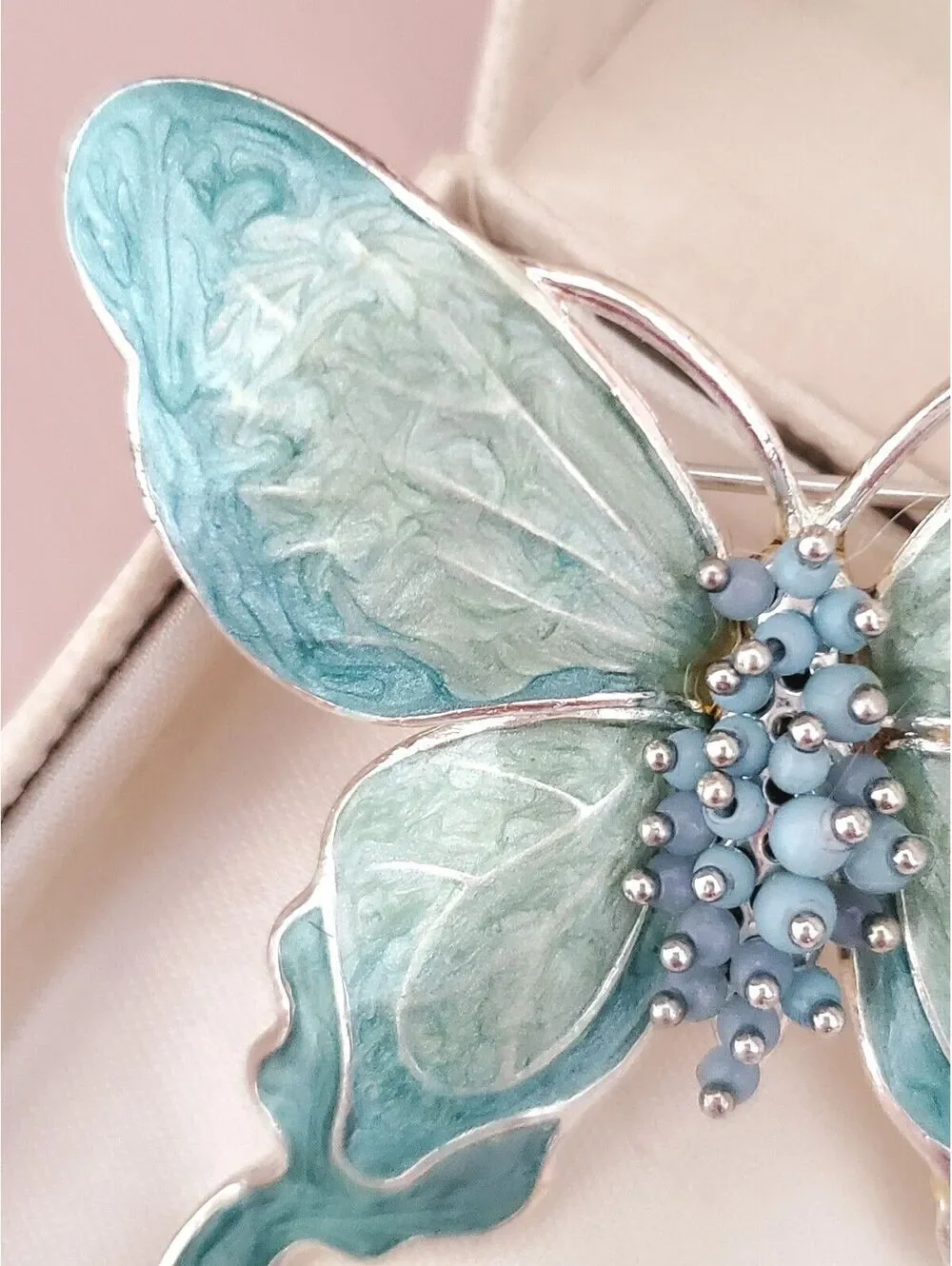 Vintage Light Blue Liz Claiborne Enamel Butterfly Brooch